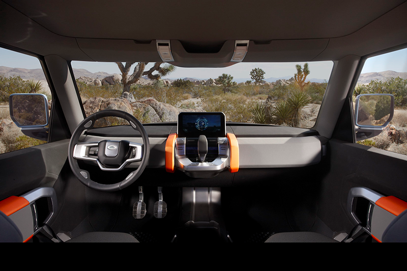 Interior cabin of the futuristic-looking dashboard and inductive charging equipment